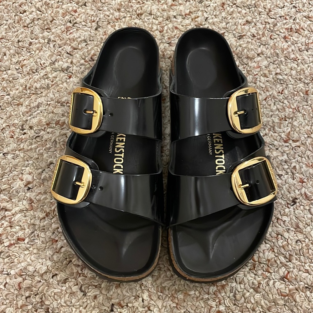 *Only worn once* New Patent Leather Birkenstock Sandals